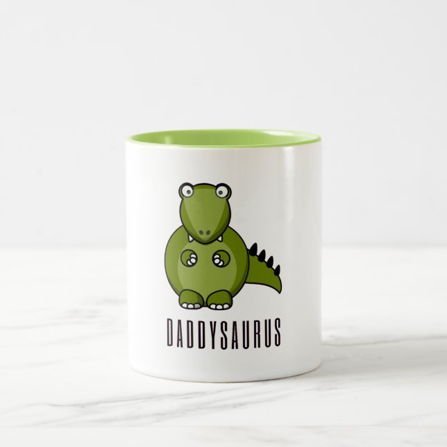 Tasse 2 Couleurs Dinosaur Daddysaurus Daddy Fête des pères Famille  (Centre)