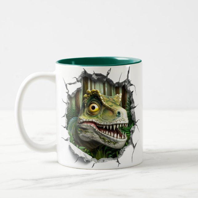 Tasse 2 Couleurs Dinosaure 3D Hot Cocoa Kids (Gauche)