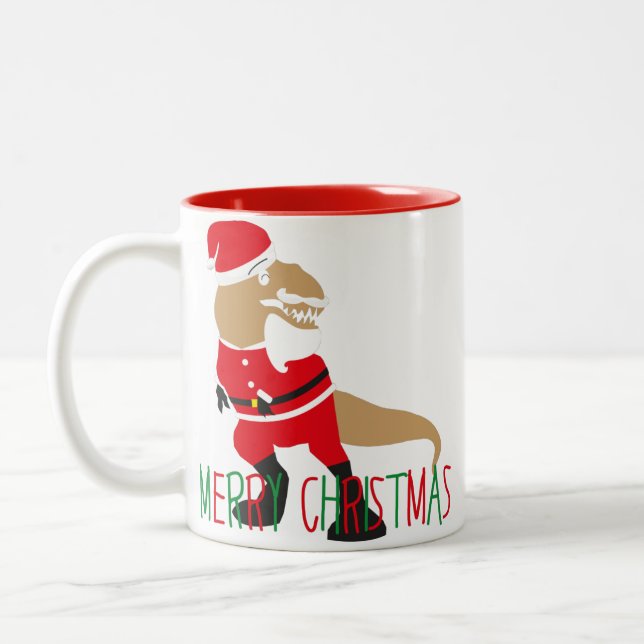 Tasse 2 Couleurs dinosaure santa claus (Gauche)