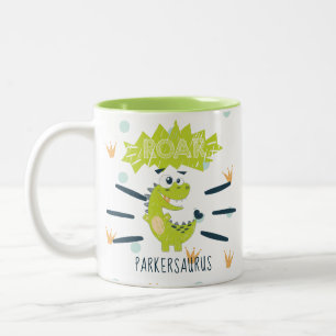 Tasse 2 Couleurs Dinosaure vert ROAR Personnalisé