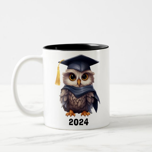 Tasse 2 Couleurs Diplômé de l'école Cute Owl (Gauche)