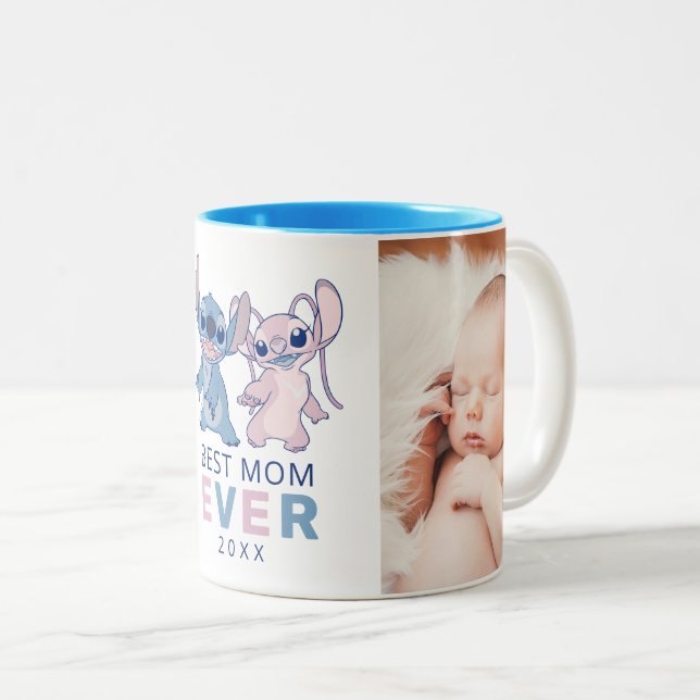 Tasse 2 Couleurs Disney's Stitch | Twin Boy & Girl Best Mom (Devant droit)