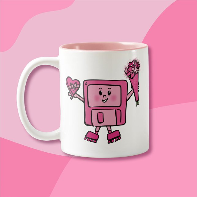 Tasse 2 Couleurs Disquette Valentine avec Binary Love Code (Créateur téléchargé)