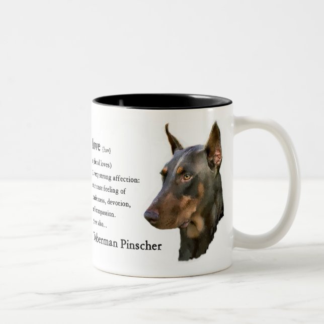Tasse 2 Couleurs Doberman Pinscher Cadeaux (Droit)