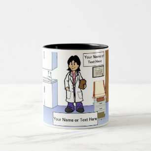 Tasse 2 Couleurs Docteur - Dessin féminin par PrintedPerfection.com
