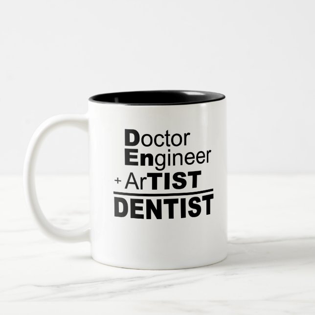 Tasse 2 Couleurs Docteur ingénieur + Artiste = Dentiste (Gauche)