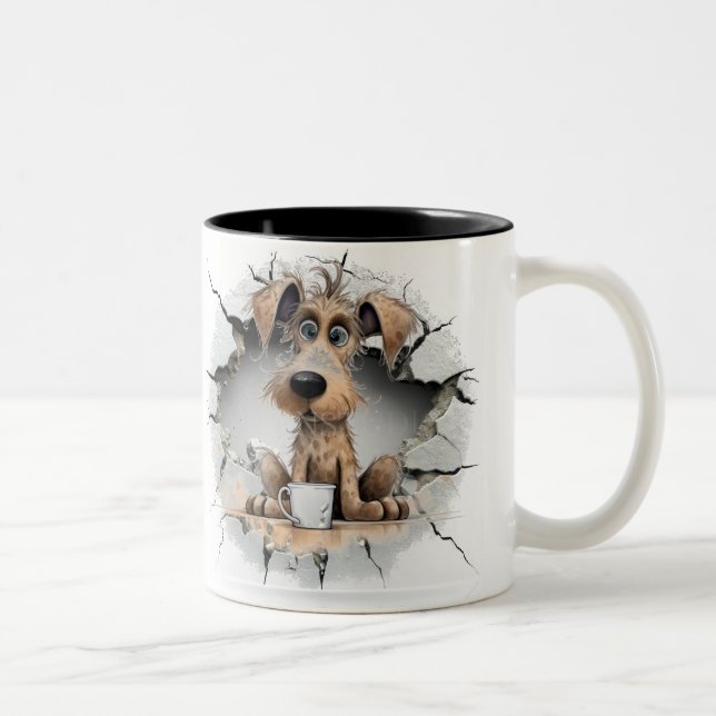 Tasse 2 Couleurs dog in a cracked wall (Droit)