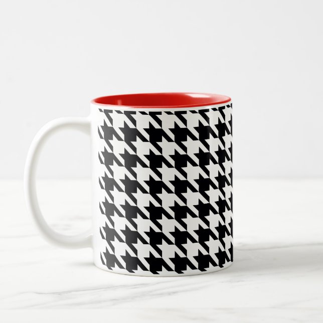 Tasse 2 Couleurs Dogtooth, motif Houndstooth en noir&blanc (Gauche)