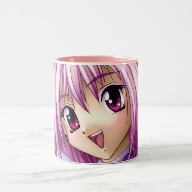 Tasse 2 Couleurs Domestique mignonne de fille d'Anime (Centre)
