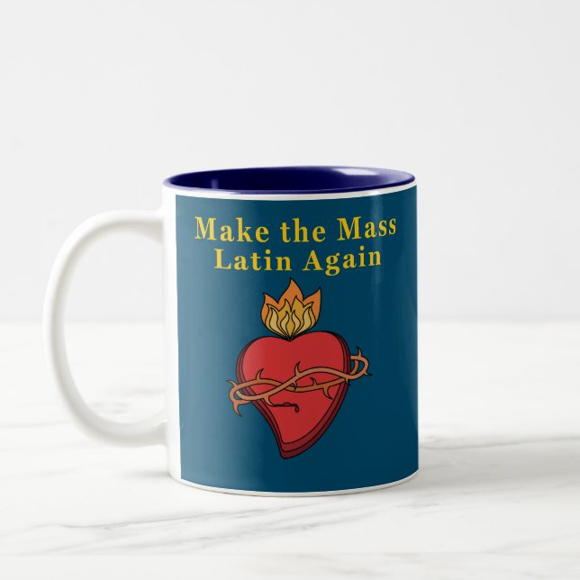 Tasse 2 Couleurs Don catholique romain rendre la messe latine (Gauche)