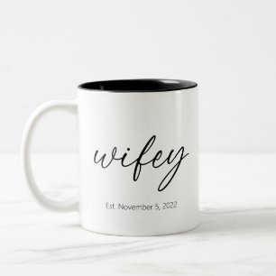 Tasse 2 Couleurs Don de Mariage marié neuf à la veuve avec date éta
