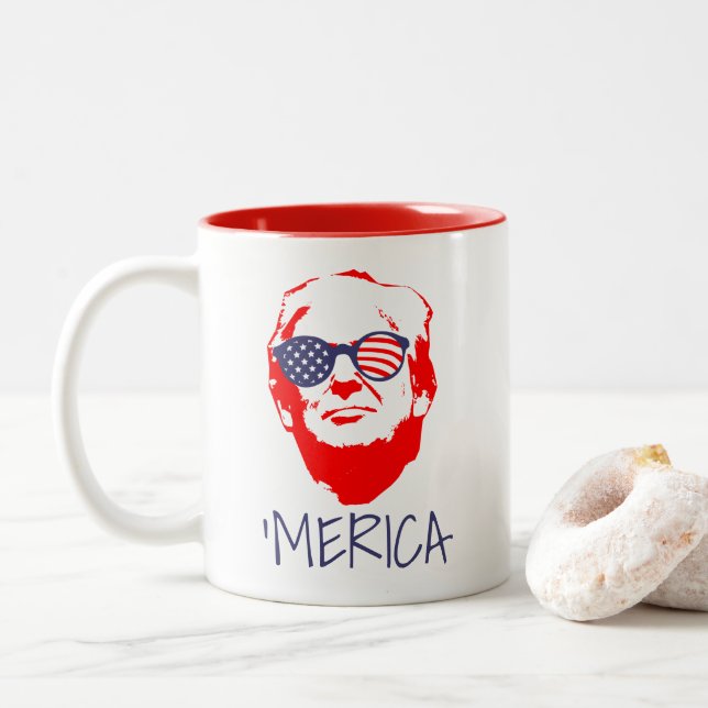 Tasse 2 Couleurs Donald Trump 'Merica (Avec donut)