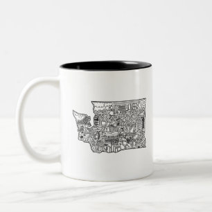 Tasse 2 Couleurs Doodle de Washington