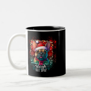 Tasse 2 Couleurs Dormez toute la journée drôle Français Bulldog Noë