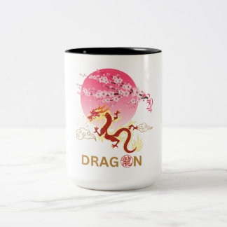 Tasse 2 Couleurs Dragon avec fleur de cerisier