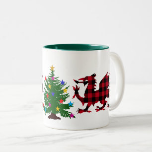 Tasse 2 Couleurs Dragon de Noël Plaid à Buffalo rouge et noir, Pays