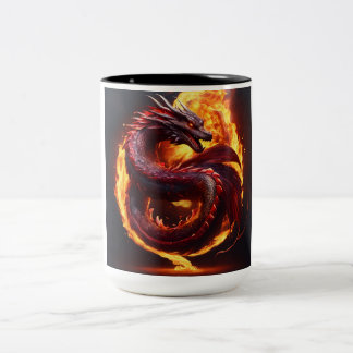 Tasse 2 Couleurs Dragon rouge mystique