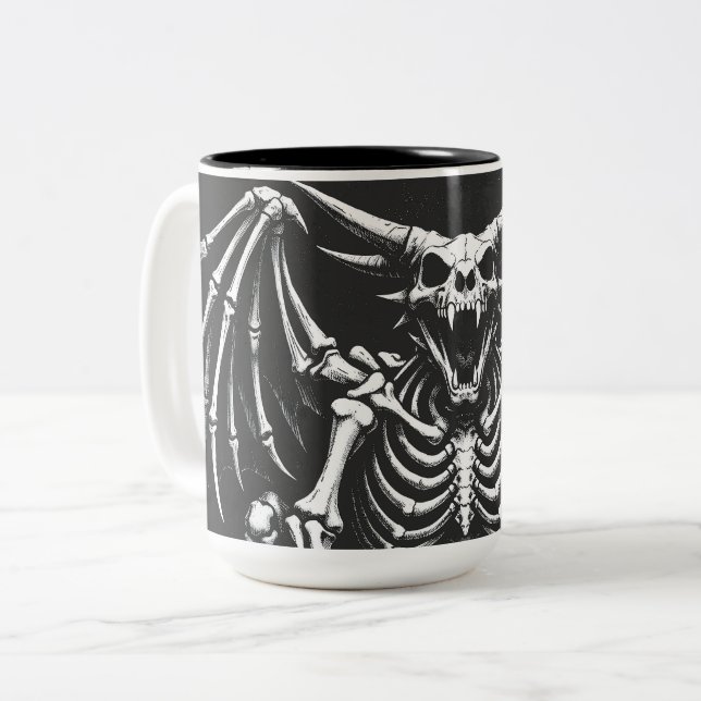 Tasse 2 Couleurs Dragon squelette par BurnsInHell (Devant gauche)