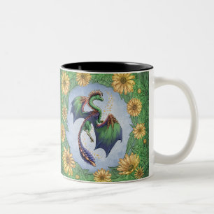 Tasse 2 Couleurs Dragon vert d'été Nature Imaginaire Art