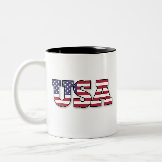 Tasse 2 Couleurs Drapeau américain design patriotique (Gauche)