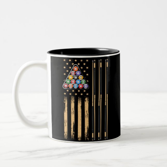 Tasse 2 Couleurs Drapeau américain du joueur de pool (Gauche)