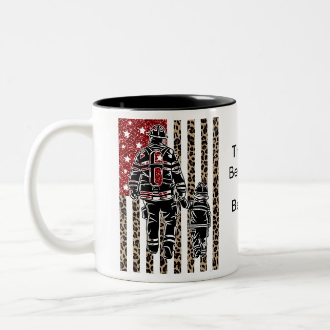 Tasse 2 Couleurs Drapeau américain du pompier et du fils (Gauche)