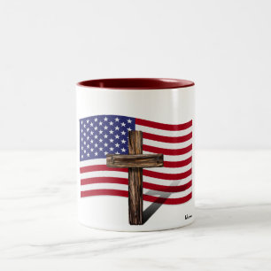 Tasse 2 Couleurs Drapeau américain et croix robuste