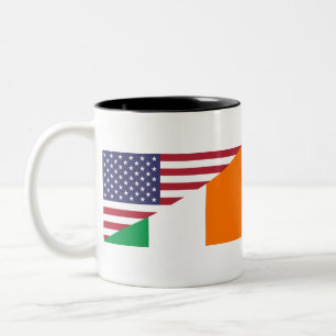 Tasse 2 Couleurs Drapeau américain irlandais des USA Irlande de