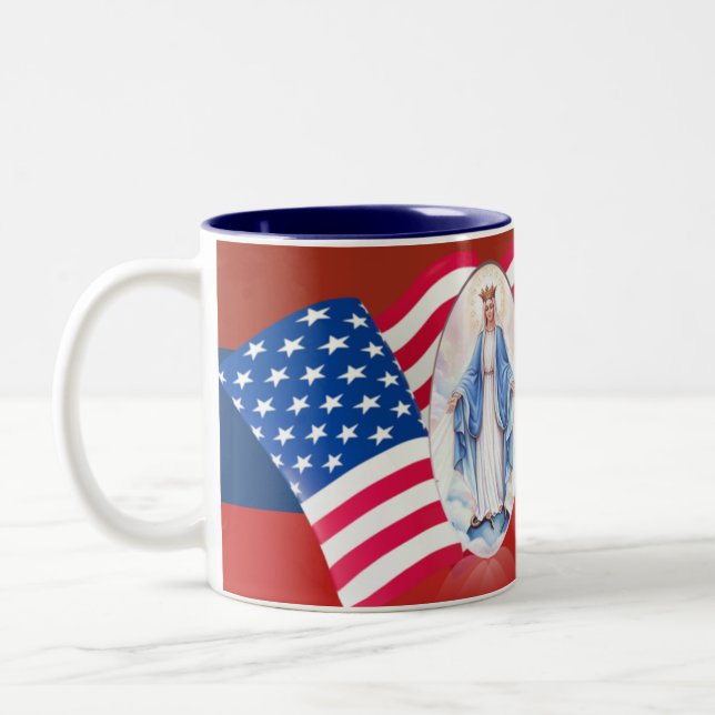 Tasse 2 Couleurs Drapeau américain Vierge Marie (Gauche)