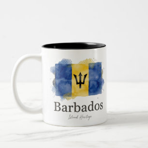 Tasse 2 Couleurs Drapeau aquarelle de la Barbade   Patrimoine des C