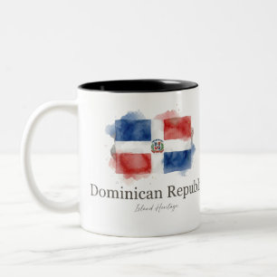 Tasse 2 Couleurs Drapeau aquarelle dominicain Patrimoine caribéen