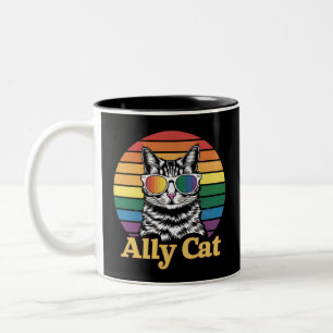 Tasse 2 Couleurs Drapeau arc-en-ciel LGBT Chat Allié Cadeau LGBTQ