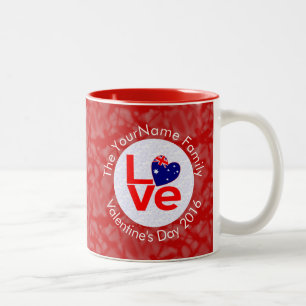 Tasse 2 Couleurs Drapeau Australien Lettres Rouges Drapeau LOVE Per