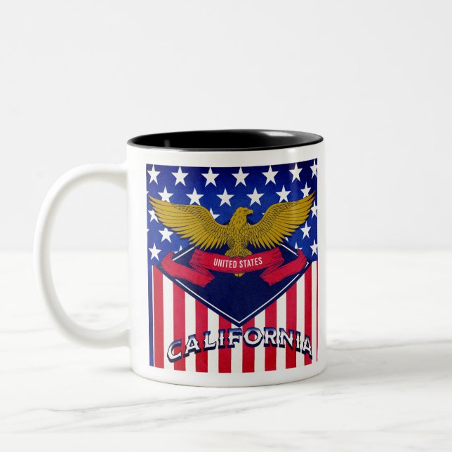 Tasse 2 Couleurs Drapeau California USA (Gauche)