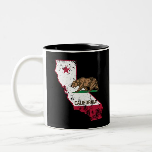 Tasse 2 Couleurs Drapeau californien patriotique (Gauche)