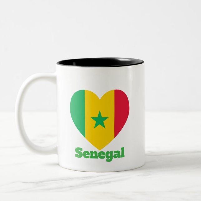 Tasse 2 Couleurs Drapeau cardiaque du Sénégal (Gauche)