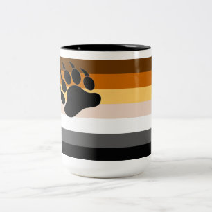 Tasse 2 Couleurs Drapeau de couleurs de fierté d'ours Patte noire