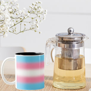 Tasse 2 Couleurs Drapeau de fierté transgenre à dégradé - Drapeau t