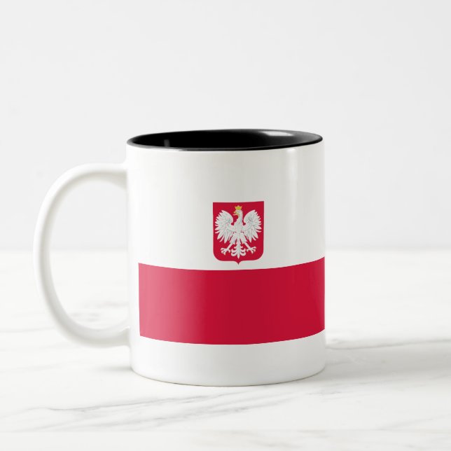 Tasse 2 Couleurs Drapeau de la Pologne (avec armoiries) (Gauche)