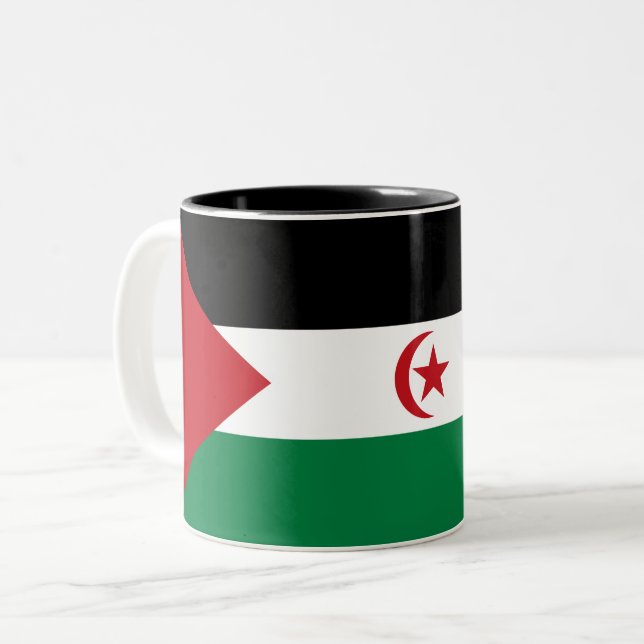 Tasse 2 Couleurs Drapeau de la République arabe sahraouie démocrati (Devant gauche)