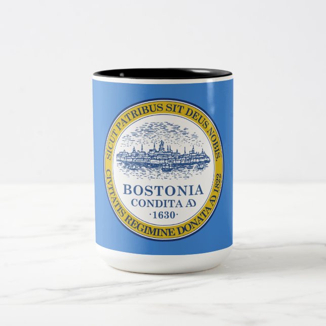 Tasse 2 Couleurs Drapeau de la ville de Boston (Massachusetts) (Centre)