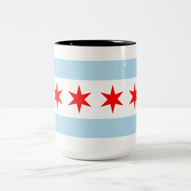 Tasse 2 Couleurs Drapeau de la ville de Chicago (Illinois) (Centre)