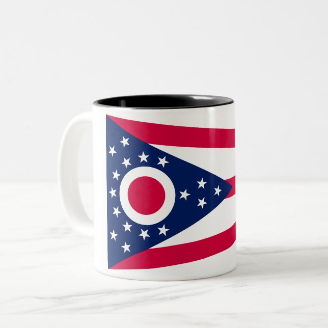 Tasse 2 Couleurs Drapeau de l'Ohio : la bannière Buckeye State (Devant gauche)
