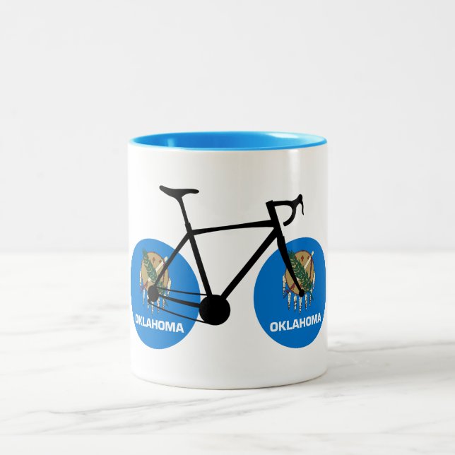 Tasse 2 Couleurs Drapeau de l'Oklahoma à vélo (Centre)