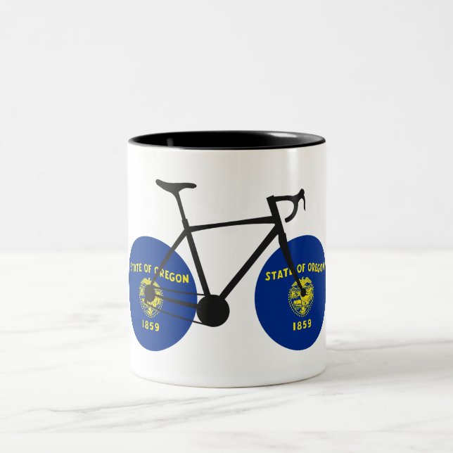 Tasse 2 Couleurs Drapeau de l'Oregon à vélo (Centre)
