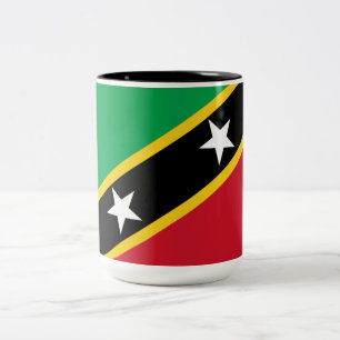 Tasse 2 Couleurs Drapeau de Saint-Kitts-et-Nevis (Pays des Caraïbes