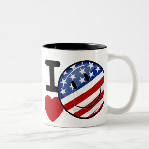 Tasse 2 Couleurs Drapeau de sourire de l'Amérique d'amour