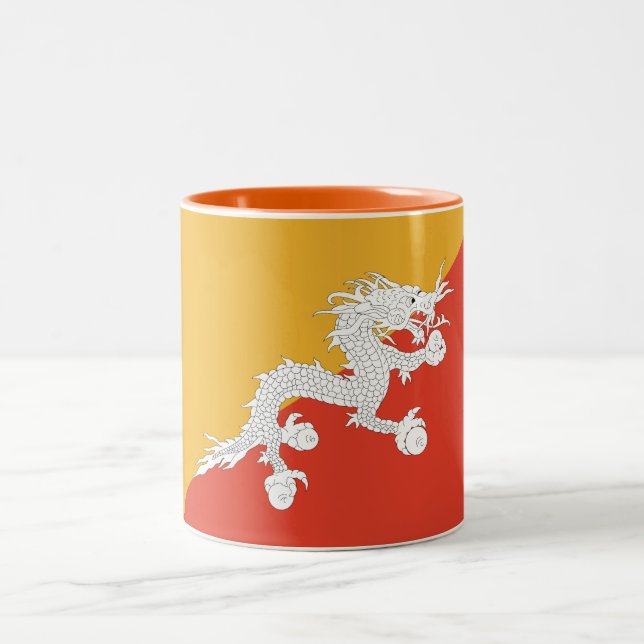 Tasse 2 Couleurs Drapeau du Bhoutan patriotique (Centre)