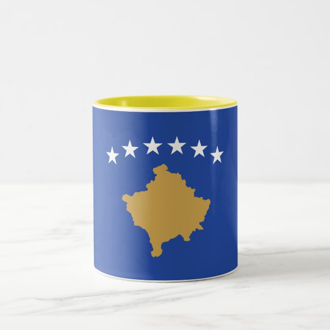 Tasse 2 Couleurs Drapeau du Kosovo (Centre)