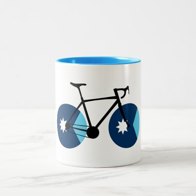 Tasse 2 Couleurs Drapeau du Minnesota à vélo (Centre)